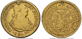 Ferdinand VII gold 2 Escudos 1817 So-FJ VF Details (Holed) NGC, Santiago mint, KM81, Cal-1664. The final date of royal production at Santiago for this...