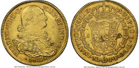 Ferdinand VII gold 8 Escudos 1817 NR-JF AU55 NGC, Nuevo Reino mint, KM66.1, Cal-1854, Onza-1334. An attractive later-date in this popular series, havi...