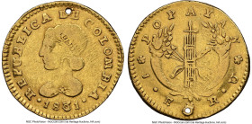 Republic gold Escudo 1831/21 POPAYAN-RM VF Details (Holed, Cleaned) NGC, Popayan mint, KM81.2, Restrepo-162.22. HID09801242017 © 2024 Heritage Auction...