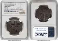 Central American Republic Counterstamped 8 Reales ND (1839) VF Details (Holed) NGC, KM77.3. 26.78gm. Host: Peru Philip V Cob 8 Reales 1700 L-H; Counte...