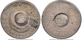 British Colony Counterstamped 10 Pence ND (1758) VF Details (Environmental Damage) NGC, KM3, Prid-7. Host: Ferdinand VI Real 1756 LM-JM from Peru (cf....