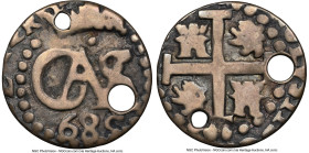 Charles II 1/2 Real 1685-L VF Details (Holed) NGC, Lima mint, KM41, Cal-122. 1.20gm. A well-struck survivor and while NGC notes this as Royal coinage ...