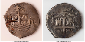 Charles II Cob 4 Reales 1690 L-R VF (Residue), Lima mint, KM23, Cal-465. 13.16gm. Not only a difficult date, but a tough type to locate in any preserv...