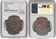 Charles II Cob 8 Reales 1685 L-R XF40 NGC, Lima mint, KM24, Cal-590. 26.92gm. Accompanied by the original collector envelope. HID09801242017 © 2024 He...