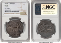 Charles II Cob 8 Reales 1699 L-R VF25 NGC, Lima mint, KM24, Cal-606. 27.00gm. Accompanied by the original collector envelope. HID09801242017 © 2024 He...