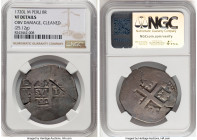 Philip V Cob 8 Reales 1720 L-M VF Details (Obverse Damage, Cleaned) NGC, Lima mint, KM34, Cal-1293. 25.12gm. Accompanied by the original collector env...