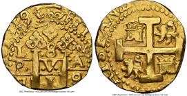 Philip V gold Cob 8 Escudos 1719/8 L-M UNC Details (Reverse Scratched) NGC, Lima mint, KM38.2, Cal-2129.1, Onza-264 (Rare), Oro Macuqino-264. 26.77gm....