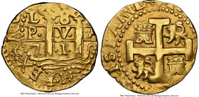 Philip V gold Cob 8 Escudos 1719 L-M AU58 NGC, Lima mint, KM38.2, Cal-2130, Oro Macuquino-265 (Rare). 26.88gm. A resplendent and covetable representat...