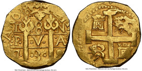 Philip V gold Cob 8 Escudos 1738 L-N UNC Details (Edge Filing) NGC, Lima mint, KM38.2, Cal-2159, Onza-320 (Rare), Oro Macuqino-320. 27.00gm. Free of c...