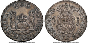 Ferdinand VI Real 1760/50 LM-JM AU58 NGC, Lima mint, KM52, Cal-165. A surprising survivor certified on the cusp of a seemingly deserving Mint State as...