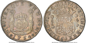 Ferdinand VI 4 Reales 1754 LM-JD XF45 NGC, Lima mint, KM54, Cal-369. While gently handled, the piece retains a vibrant, polychromatic tone that enlive...