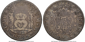Ferdinand VI 4 Reales 1756/5 LM-JM VF25 NGC, Lima mint, KM54, Cal-372. A generally elusive overdated type from the always collectible 4 Reales series....
