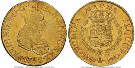 Ferdinand VI gold 8 Escudos 1758 LM-JM XF45 NGC, Lima mint, KM59.2, Cal-774, Onza-588. An incredibly collectible type, featuring a bold, well-centered...