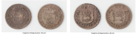Charles III Pair of Uncertified 1/2 Reales Fine, 1) 1/2 Real 1763 LM-JM, Lima mint, KM60, Cal-114. 1.53gm. 2) 1/2 Real 1770 LM-JM, Lima mint, KM60, Ca...