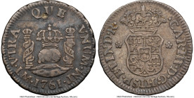Charles III 1/2 Real 1761 LM-JM XF Details (Obverse Damage) NGC, Lima mint, KM60, Cal-111. Accompanied by the original collector envelope. HID09801242...