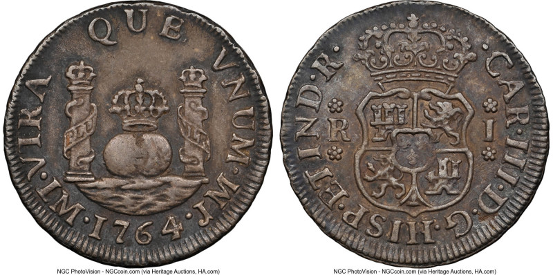 Charles III Real 1764 LM-JM AU50 NGC, Lima mint, KM61, Cal-347. Well-defined dev...