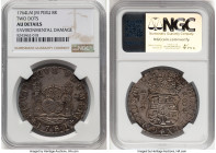 Charles III 8 Reales 1764 LM-JM AU Details (Environmental Damage) NGC, Lima mint, KM-A64.1, Cal-1024. Variety with dots over both mint marks. Accompan...