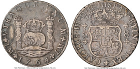 Charles III 8 Reales 1764 LM-JM VF Details (Tooled) NGC, Lima mint, KM-A64.2, Cal-1024. One dot variety. Accompanied by the original collector envelop...