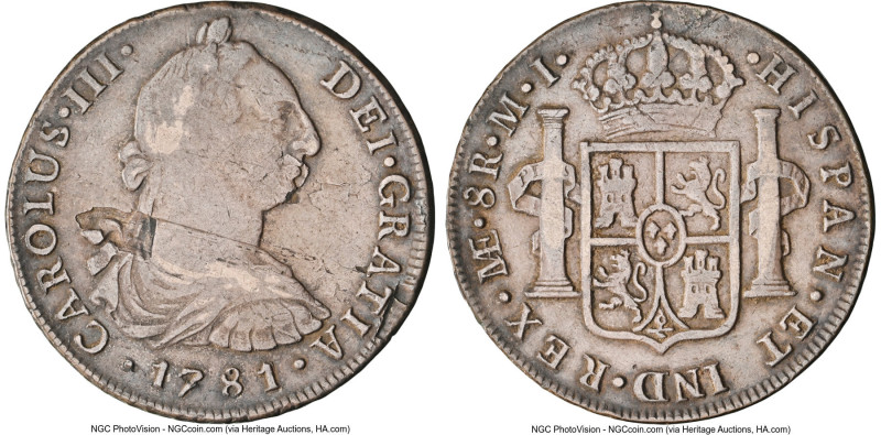 Charles III 8 Reales 1781 LM-MI VF20 NGC, Lima mint, KM78, Cal-1048. A well-circ...