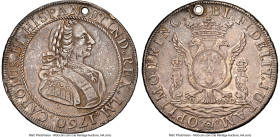 Charles III silver "Proclamation" Medal 1760 XF Details (Holed, Obverse Tooled) NGC, Fonrobert-8921. A covetable representative despite the noted modi...