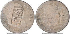 Charles IV 2 Reales 1794 LM-IJ Fair Details (Private Countermark, Tooled) NGC, Lima mint, KM95, Cal-577. Accompanied by a Hans Schulman 75th anniversa...