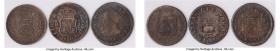 3-Piece Lot of Uncertified Assorted Reals, 1) Ferdinand VI Real 1755 LM-JD, Lima mint, KM52 2) Ferdinand VI Real 1757 LM-JM, Lima mint, KM52 3) Charle...