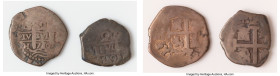 Pair of Uncertified 2 Reales, 1) Philip V 2 Reales 1719 L-M, Lima mint, KM32, Cal-732. 6.26gm. 2) Ferdinand VI 2 Reales 1749 L-R, Lima mint, KM-A43, C...