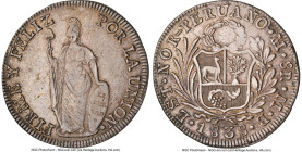 North Peru. Republic 8 Reales 1838 LM-MB AU53 NGC, Lima mint, KM155, Elizondo-176. An appreciable representative from a four-year series displaying am...