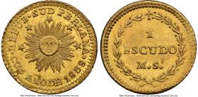 South Peru. Republic gold Escudo 1838 CUZCO-MS MS63 NGC, Cuzco mint, KM174, Fr-93. A real prize for the Peruvian specialist, where few examples in any...