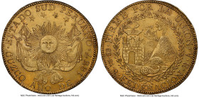 South Peru. Republic gold 8 Escudos 1837 CUZCO-BA AU Details (Cleaned) NGC, Cuzco mint, KM167, Fr-91, Onza-2080 (Rare). "FEDERACION" type. One of a ha...