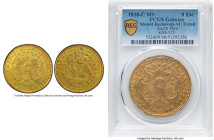 South Peru. Republic gold 8 Escudos 1838 CUZCO-MS AU Details (Mount Removed) PCGS, Cuzco mint, KM171, Fr-92, Onza-2082 (Rare). A famed 19th century Pe...