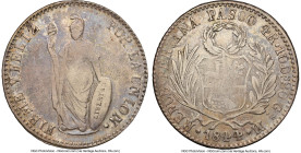 Republic 4 Reales 1844 PASCO-M VF Details (Cleaned) NGC, Pasco mint, KM151.7. With fineness variety. Despite the noted qualifier, the piece retains a ...