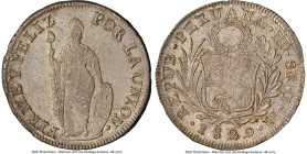 Republic 8 Reales 1829 LM-JM MS61 NGC, Lima mint, KM142.3, Elizondo-113. Covetable in Mint State preservations, with ample peripheral flash, lightly t...