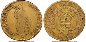 Republic gold 2 Escudos 1829 LM-JM VF30 NGC, Lima mint, KM149.1, Fr-65. A tough fractional gold issue to locate and any level of preservation, with on...