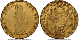 Republic gold 8 Escudos 1826 CUZCO-GM XF45 NGC, Cuzco mint, KM148.2, Fr-63, Onza-2069. A popular type from Cuzco and the first date of the series. Whi...