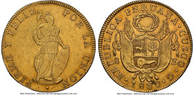 Republic gold 8 Escudos 1830 CUZCO-G AU Details (Obverse Scratched) NGC, Cuzco mint, KM148.2, Fr-63, Onza-2073. HID09801242017 © 2024 Heritage Auction...