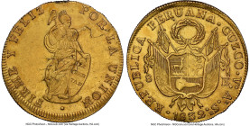 Republic gold 8 Escudos 1832 CUZCO-VoArSh AU Details (Mount Removed) NGC, Cuzco mint, KM148.2, Fr-63, Onza-2075 (Rare). A more difficult date to encou...