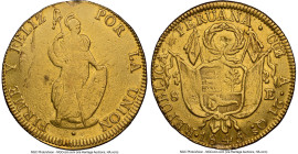 Republic gold 8 Escudos 1845 CUZCO-A XF Details (Removed From Jewelry) NGC, Cuzco mint, KM148.3, Fr-63, Onza-2087. A seldom-seen Cuzco product as the ...