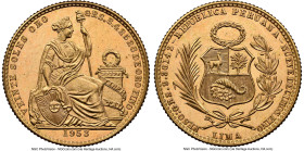 Republic gold 20 Soles 1953 MS64 NGC, Lima mint, KM229, Fr-80. Accompanied by the original collector envelope. HID09801242017 © 2024 Heritage Auctions...