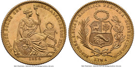Republic gold 20 Soles 1954 MS64 NGC, Lima mint, KM229, Fr-80. Accompanied by the original collector envelope. HID09801242017 © 2024 Heritage Auctions...