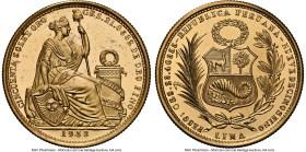 Republic gold 50 Soles 1953 MS65 Prooflike NGC, Lima mint, KM230. An especially scarce date from this often overlooked fractional series, struck from ...