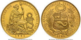 Republic gold 100 Soles 1951 MS63 NGC, Lima mint, KM231, Fr-78. Accompanied by the original collector envelope. HID09801242017 © 2024 Heritage Auction...