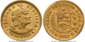 Republic gold 1/5 Libra 1912-POZG MS62 NGC, Lima mint, KM210. Accompanied by the original collector envelope. HID09801242017 © 2024 Heritage Auctions ...