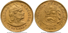 Republic gold 1/5 Libra 1925 MS63 NGC, Lima mint, KM210. Accompanied by the original collector envelope. HID09801242017 © 2024 Heritage Auctions | All...