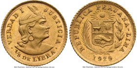 Republic gold 1/5 Libra 1929 MS65 NGC, Lima mint, KM210. A resplendent specimen certified near the peak of the census at the Gem level, bested by just...