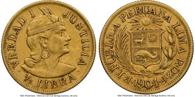Republic gold 1/2 Libra 1904-ROZF AU50 NGC, Lima mint, KM209. Accompanied by the original collector envelope. HID09801242017 © 2024 Heritage Auctions ...