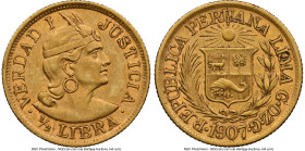 Republic gold 1/2 Libra 1907-GOZG AU53 NGC, Lima mint, KM209. Accompanied by the original collector envelope. HID09801242017 © 2024 Heritage Auctions ...