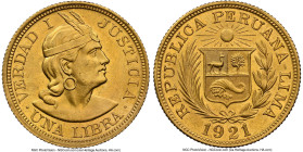 Republic gold Libra 1921 MS63 NGC, Lima mint, KM207. Accompanied by the original collector envelope. HID09801242017 © 2024 Heritage Auctions | All Rig...