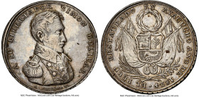 Republic silver "Battle of Ayacucho" Medal 1824 AU Details (Cleaned) NGC, Fonrobert-9178. 32mm. By Davalos. A SU LIBERTADOR SIMON BOLIVAR His uniforme...