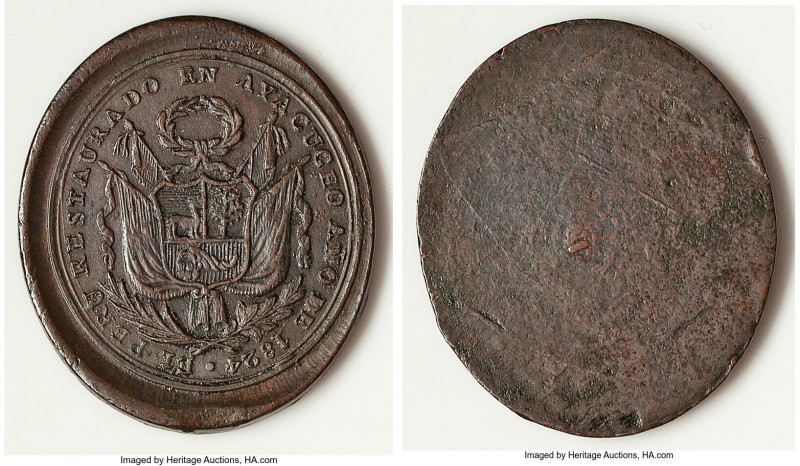 Republic bronze "Battle of Ayacucho" Reverse Uniface Die Trial Medal 1824-Dated ...